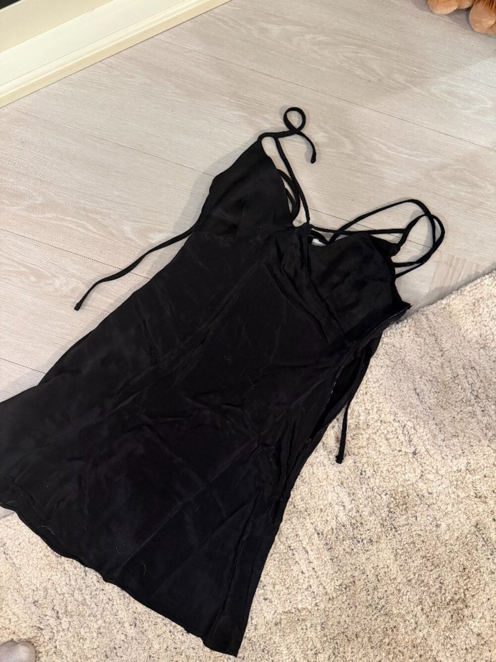Topshop Satin Slip Dress Women's 4 Black